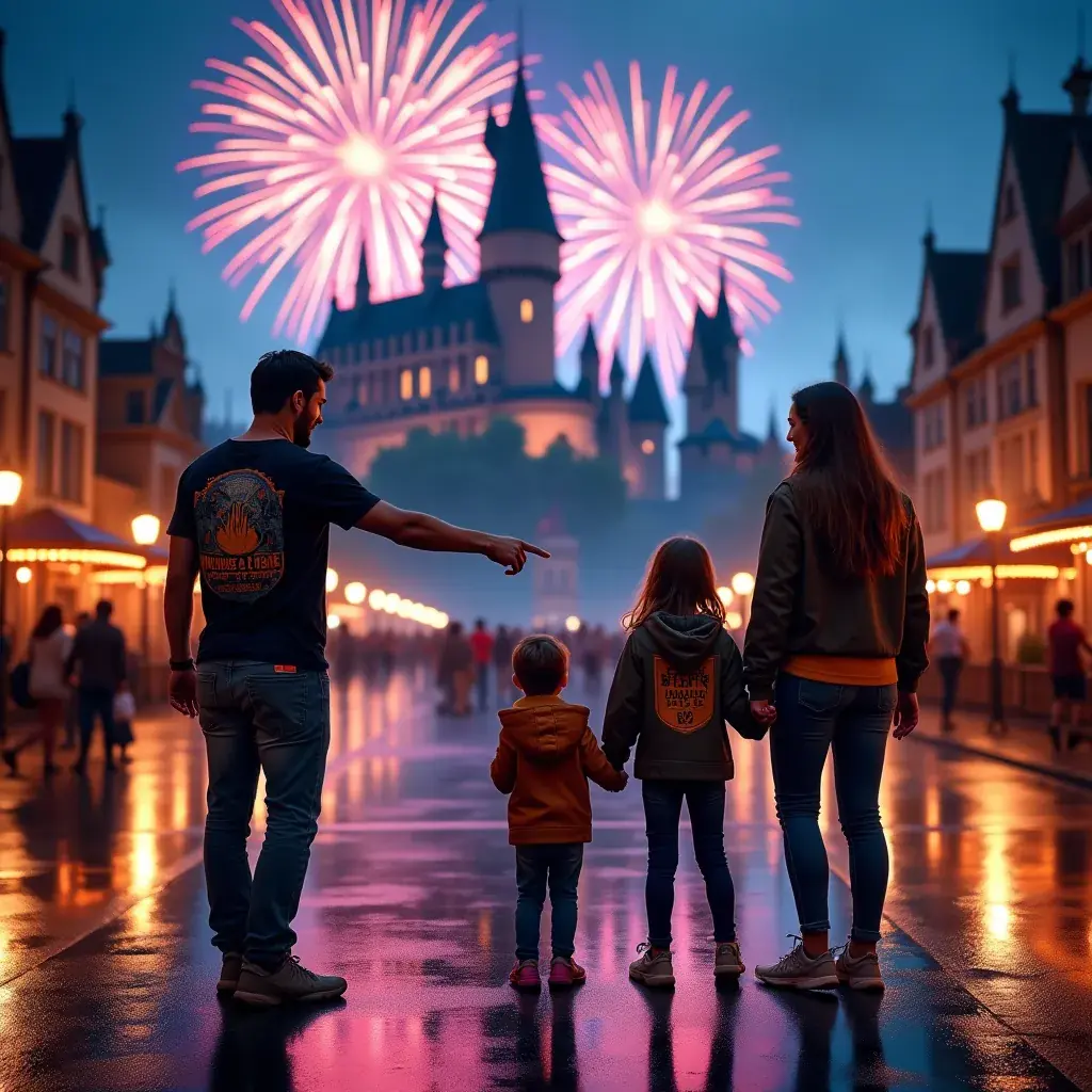 Семья, наслаждающаяся обедом в тематическом ресторане