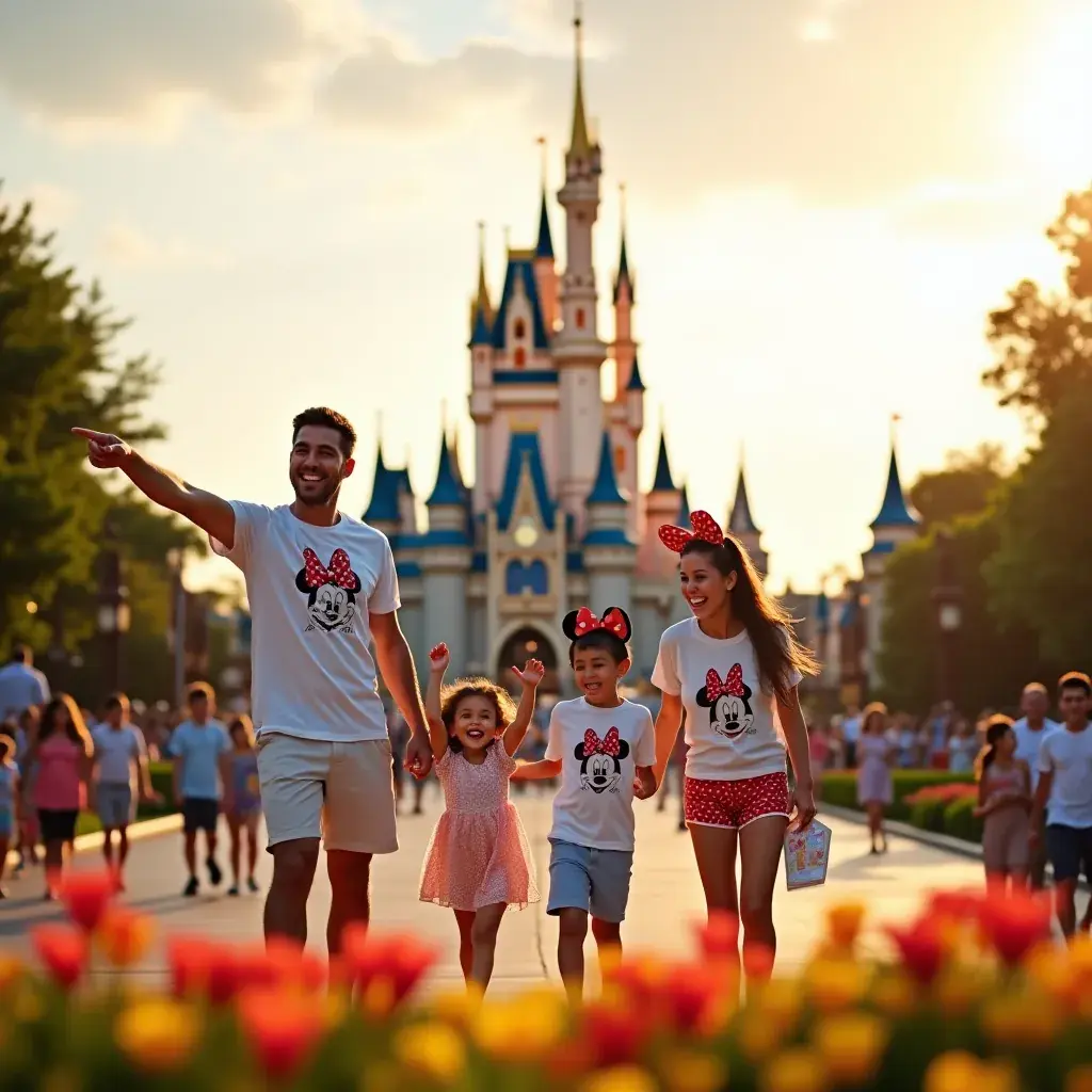 Семейное развлечение в парке аттракционов Диснейленд